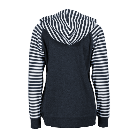 Happy Hour At The Lake Striped Fleece Hoodie - Navy/White